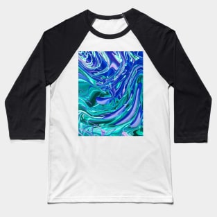 Malachite and Amethyst - Abstract Acrylic Pour Baseball T-Shirt